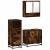Set mobilier de baie, 3 piese, stejar fumuriu, lemn prelucrat GartenMobel Dekor