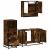 Set mobilier de baie, 3 piese, stejar fumuriu, lemn prelucrat GartenMobel Dekor