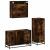 Set mobilier de baie, 3 piese, stejar fumuriu, lemn prelucrat GartenMobel Dekor
