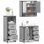 Set mobilier de baie, 3 piese, gri sonoma, lemn prelucrat GartenMobel Dekor