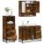 Set mobilier de baie, 3 piese, stejar fumuriu, lemn prelucrat GartenMobel Dekor