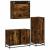 Set mobilier de baie, 3 piese, stejar fumuriu, lemn prelucrat GartenMobel Dekor