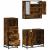 Set mobilier de baie, 3 piese, stejar fumuriu, lemn prelucrat GartenMobel Dekor