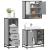 Set mobilier de baie, 3 piese, gri sonoma, lemn prelucrat GartenMobel Dekor