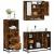 Set mobilier de baie, 3 piese, stejar fumuriu, lemn prelucrat GartenMobel Dekor