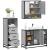 Set mobilier de baie, 3 piese, gri sonoma, lemn prelucrat GartenMobel Dekor