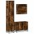 Set mobilier de baie, 3 piese, stejar fumuriu, lemn prelucrat GartenMobel Dekor