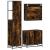 Set mobilier de baie, 3 piese, stejar fumuriu, lemn prelucrat GartenMobel Dekor