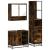 Set mobilier de baie, 3 piese, stejar fumuriu, lemn prelucrat GartenMobel Dekor