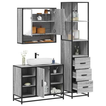 Set de mobilier de baie 3 piese Lemn greșit Sonoma GartenMobel Dekor