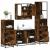 Set de mobilier de baie 4 piese Lemn prelucrat de stejar afumat GartenMobel Dekor