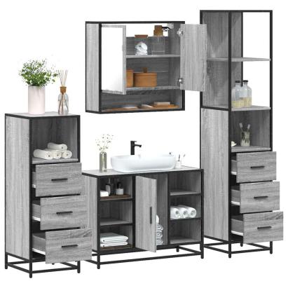 Set de mobilier de baie 4 piese Lemn stratificat gri Sonoma GartenMobel Dekor