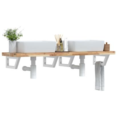 Raft pentru lavoar montat pe perete, oțel și lemn masiv acacia GartenMobel Dekor