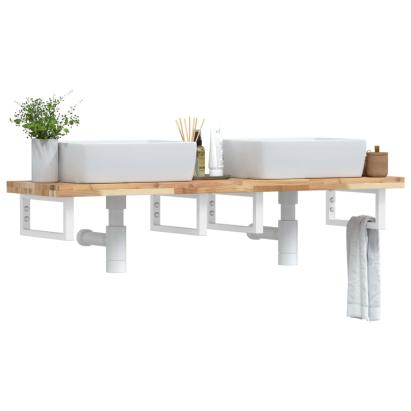 Raft pentru lavoar montat pe perete, oțel și lemn masiv acacia GartenMobel Dekor