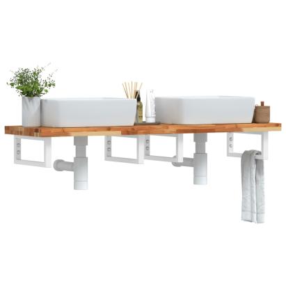 Raft pentru lavoar montat pe perete, oțel și lemn masiv acacia GartenMobel Dekor