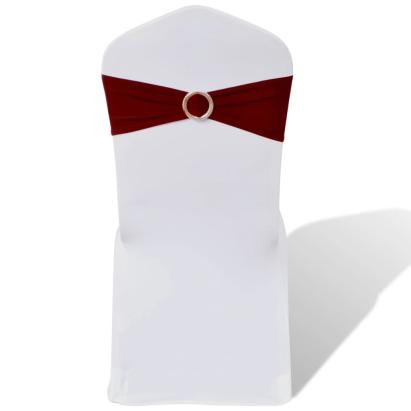 Fundă elastică decorativă scaun, cataramă diamante, bordo, 25 buc. GartenMobel Dekor