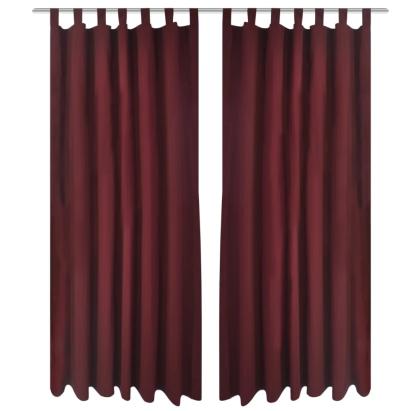 Draperii micro-satin cu bride, 140 x 245 cm, roșu bordo, 2 buc. GartenMobel Dekor