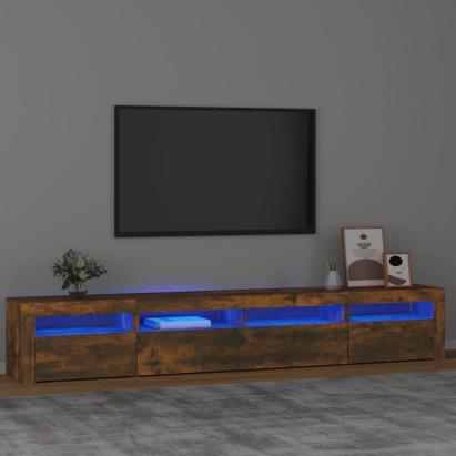 Comodă TV cu lumini LED, stejar fumuriu, 240x35x40cm GartenMobel Dekor