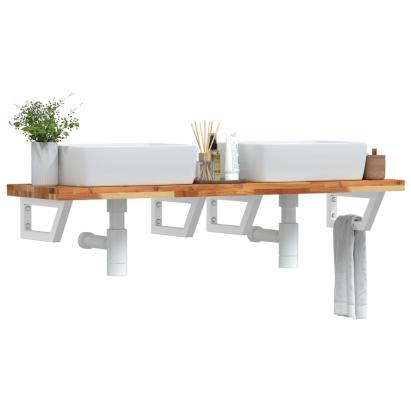 Raft pentru lavoar montat pe perete, oțel și lemn masiv acacia GartenMobel Dekor