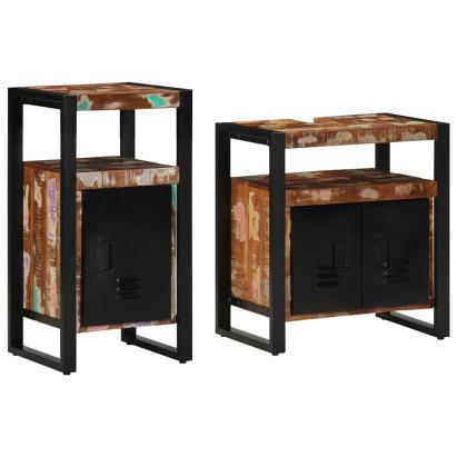 Set de mobilier pentru baie 2 pcs Maro Lemn masiv reciclat GartenMobel Dekor