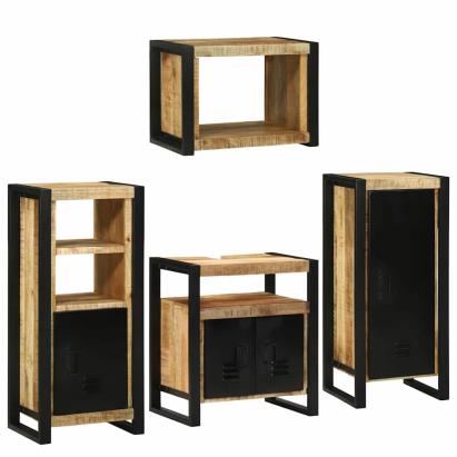 Set de mobilier pentru baie 4 pcs Maro Lemn de mango solid GartenMobel Dekor