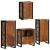 Set de mobilier pentru baie cu ușă 4 pcs Lemn recuperat solid GartenMobel Dekor