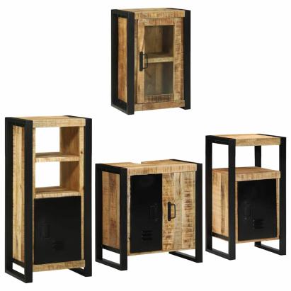 Set de mobilier pentru baie 4 pcs Maro Lemn de mango solid GartenMobel Dekor