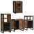 Set de mobilier pentru baie cu ușă 4 pcs Lemn recuperat solid GartenMobel Dekor