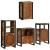 Set de mobilier pentru baie cu ușă 4 pcs Lemn recuperat solid GartenMobel Dekor