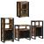 Set de mobilier pentru baie cu ușă 4 pcs Lemn recuperat solid GartenMobel Dekor