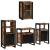 Set de mobilier pentru baie cu ușă 4 pcs Lemn recuperat solid GartenMobel Dekor