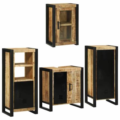 Set de mobilier pentru baie 4 pcs Maro Lemn de mango solid GartenMobel Dekor
