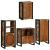 Set de mobilier pentru baie cu ușă 4 pcs Lemn recuperat solid GartenMobel Dekor