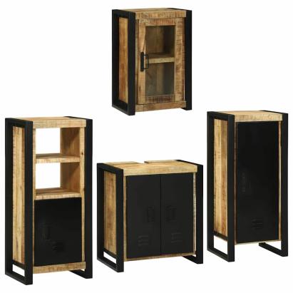 Set de mobilier pentru baie 4 pcs Maro Lemn de mango solid GartenMobel Dekor