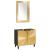 Seturi de mobilier pentru baie cu raft 2 pcs Negru și Aur GartenMobel Dekor
