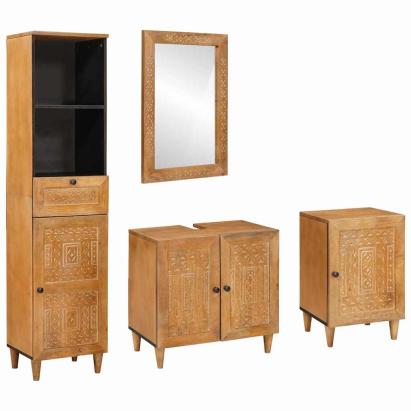Set de mobilier pentru baie cu ușă 4 pcs Maro 38 x 33 x 160 cm GartenMobel Dekor