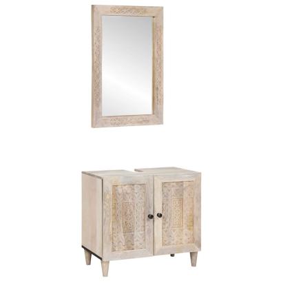 Set de mobilier pentru baie Pe perete 2 pcs Alb 62 x 33 x 58 cm GartenMobel Dekor