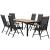 Set mobilier gradina/terasa, negru si stejar, 1 masa, 6 scaune, Abigail GartenVIP DiyLine