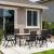 Set mobilier gradina/terasa, negru si stejar, 1 masa, 6 scaune, Abigail GartenVIP DiyLine
