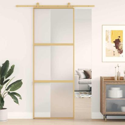 Ușă glisantă, auriu, 76x205 cm, sticlă ESG mată și aluminiu GartenMobel Dekor