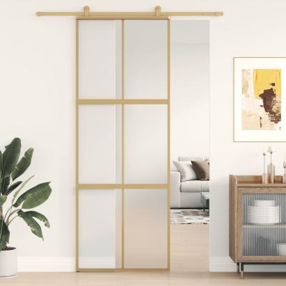 Ușă glisantă, auriu, 76x205 cm, sticlă ESG mată și aluminiu GartenMobel Dekor