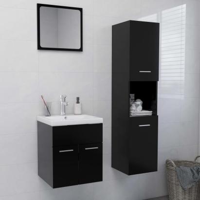 Set mobilier de baie, negru, lemn prelucrat GartenMobel Dekor