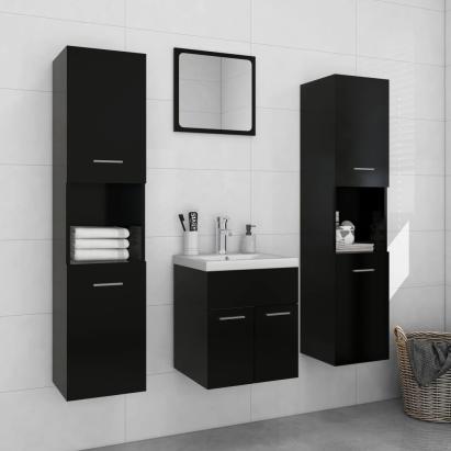Set mobilier de baie, negru, lemn prelucrat GartenMobel Dekor