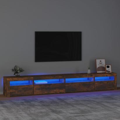 Comodă TV cu lumini LED, stejar fumuriu, 270x35x40 cm GartenMobel Dekor