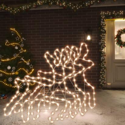 Figurină ren de Crăciun cu LED, 3 buc., alb cald, 57x55x4,5 cm GartenMobel Dekor