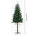 Pom Crăciun artificial subțire lemn și conuri verde 150 cm PVC GartenMobel Dekor