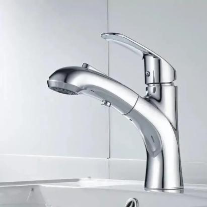 Baterie Lavoar cu Dus Extractibil, Alama Sanitara, Crom, OD/2030 ModernLight Concept