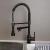 Baterie Bucatarie cu Dus Extractibil, Inox si Alama Negru, YD/202 ModernLight Concept