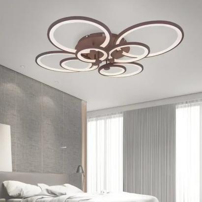 Lustra LED cu telecomanda ALANI 200W, 8 Cercuri, lumina Rece/Calda/Neutra, Dimabila, Maro ModernLight Concept
