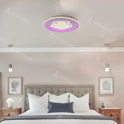 Lustra LED cu telecomanda MEIRA RGB, 180W, lumina Rece/Calda/Neutra, Dimabila, Alb ModernLight Concept